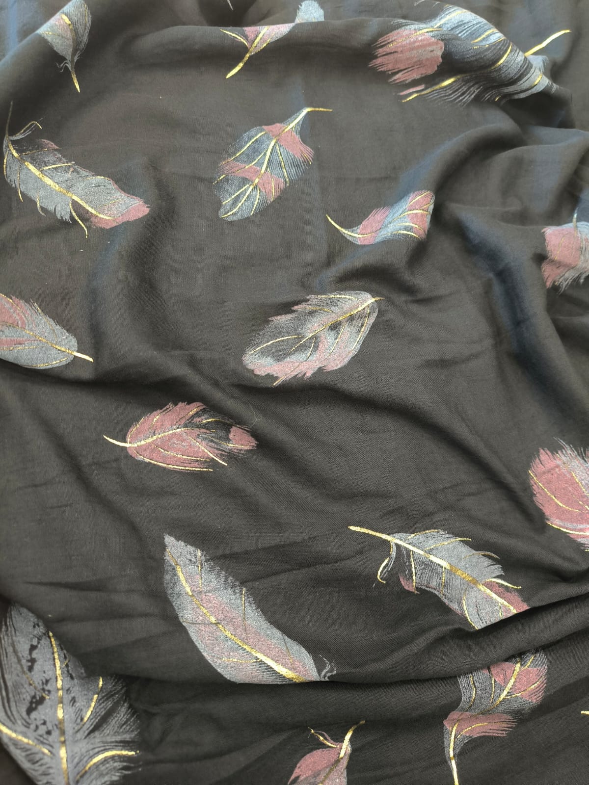 Feather Printed Lawn - Black