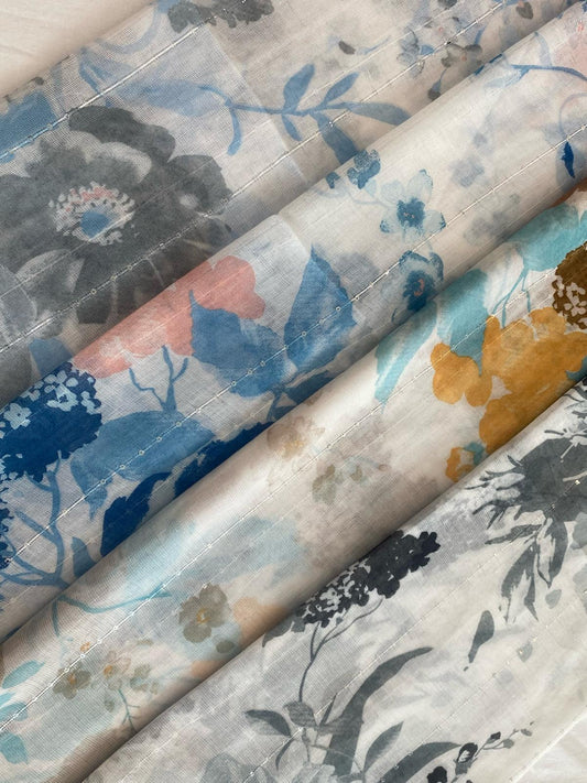 Printed Lawn - Blue Peach Blossom