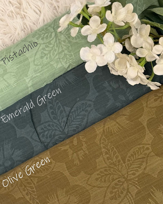 Embossed Turkish Lawn Hijab - Olive Green