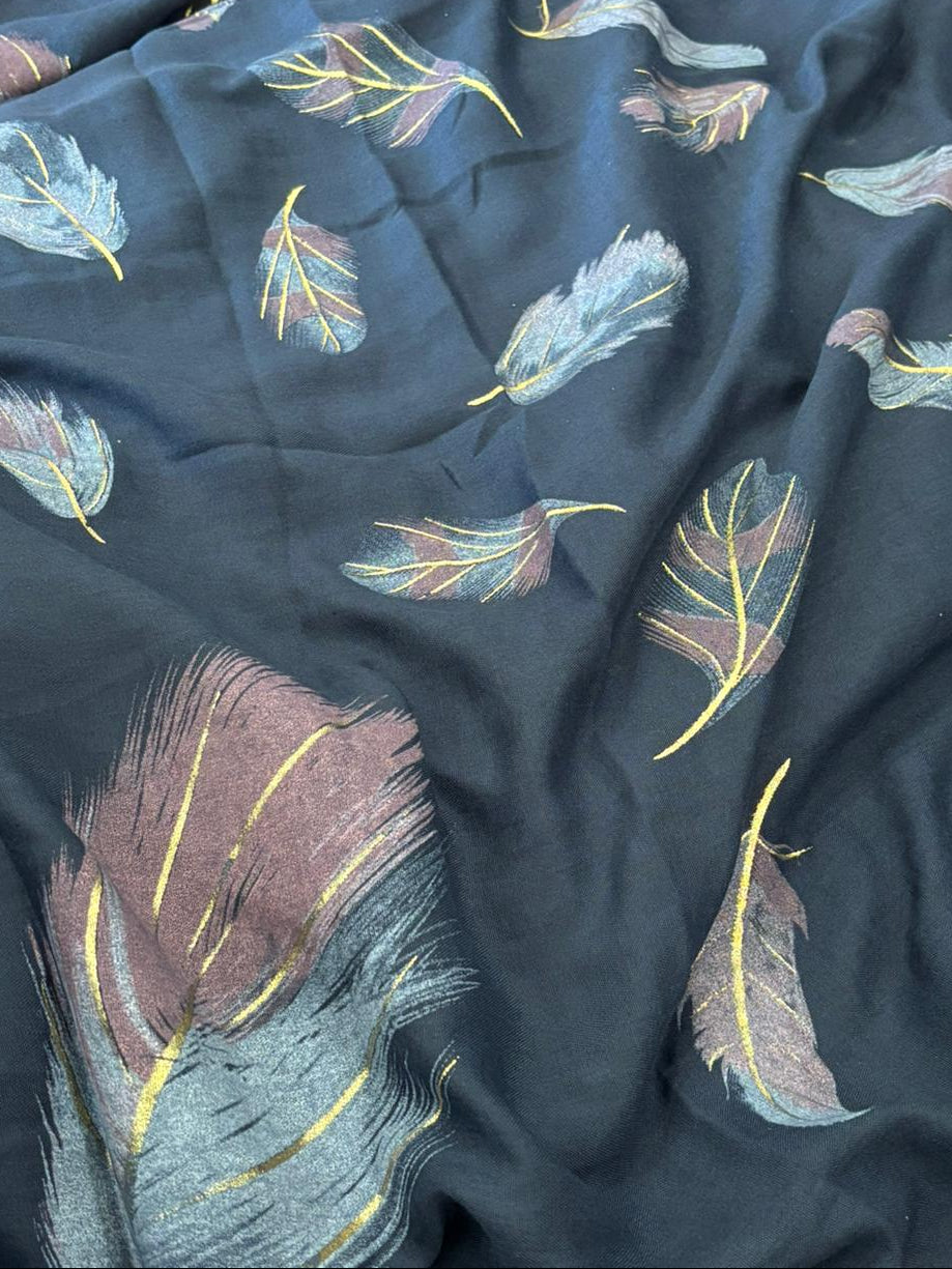 Feather Printed Lawn - Navy