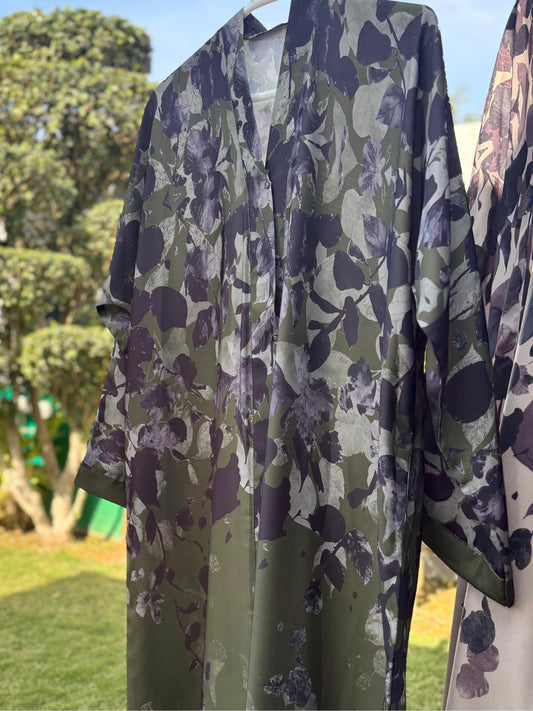 Olive Dusk – Printed Abaya