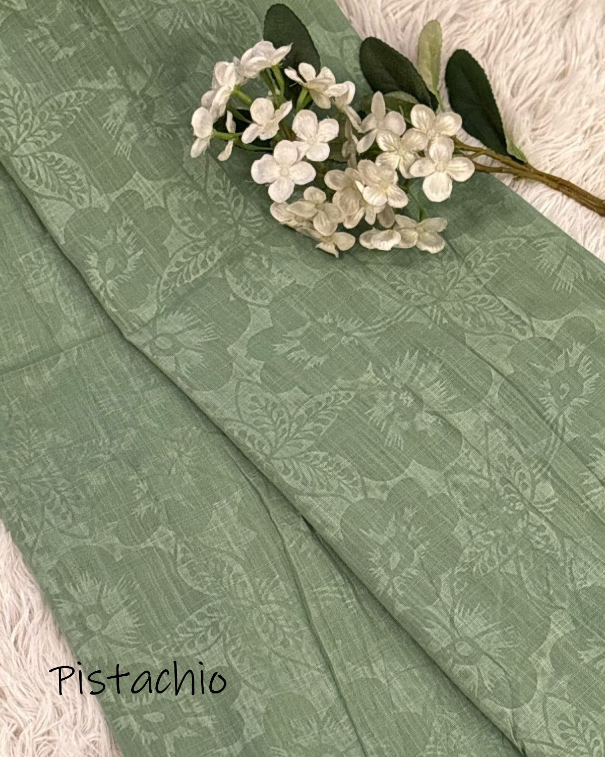 Embossed Turkish Lawn Hijab - Pistachio