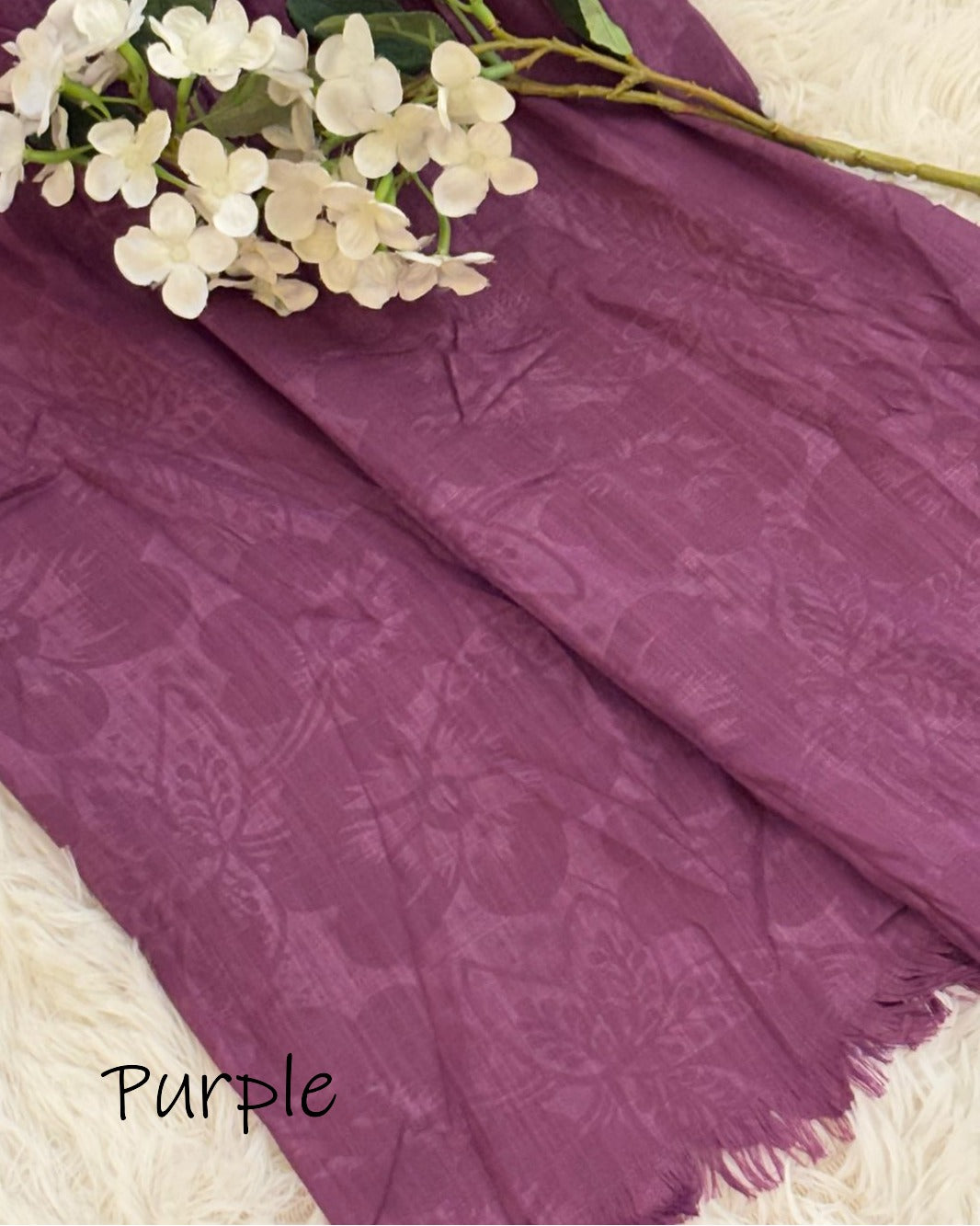 Embossed Turkish Lawn Hijab - Purple