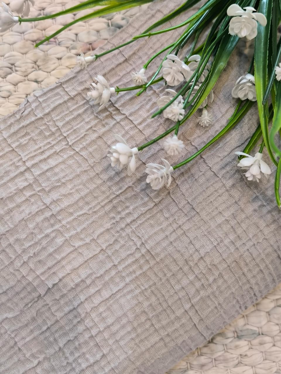 Textured Grid Lawn - Silver Grey
