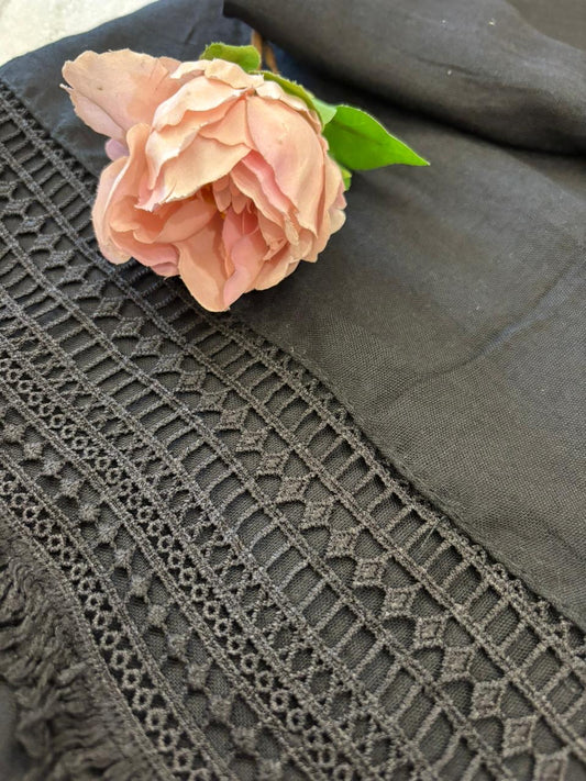 Lace Detail Lawn - Black
