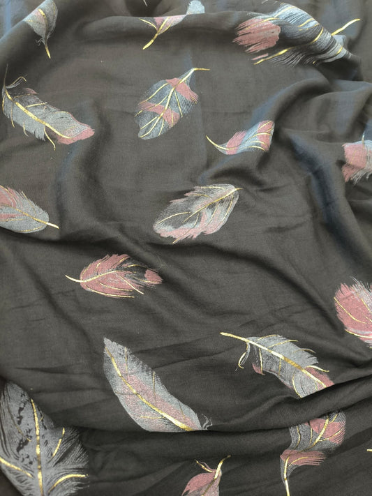 Feather Printed Lawn - Black