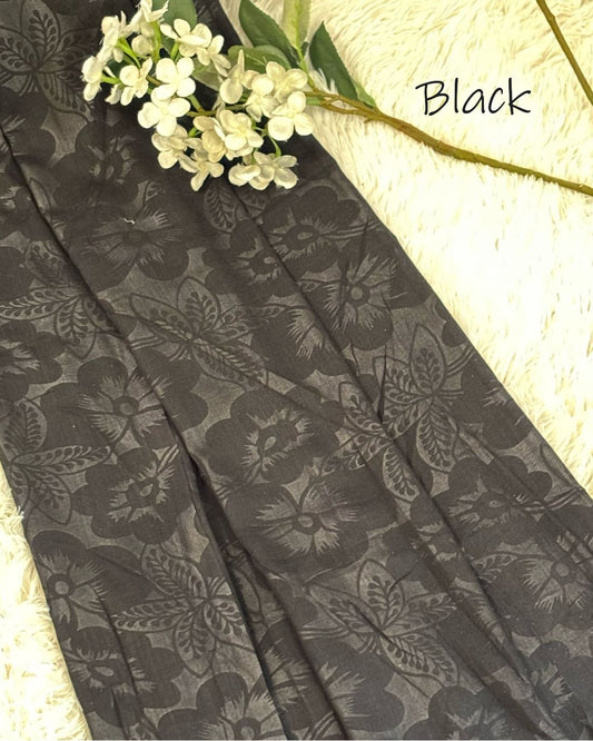 Embossed Turkish Lawn Hijab - Black