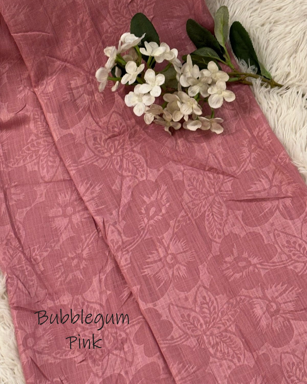 Embossed Turkish Lawn Hijab - Bubblegum Pink