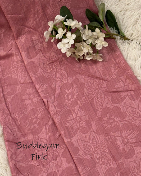 Embossed Turkish Lawn Hijab - Bubblegum Pink