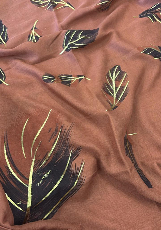 Feather Printed Lawn - Cinnamon