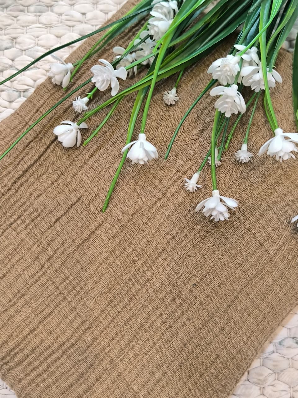 Textured Grid Lawn - Coffee