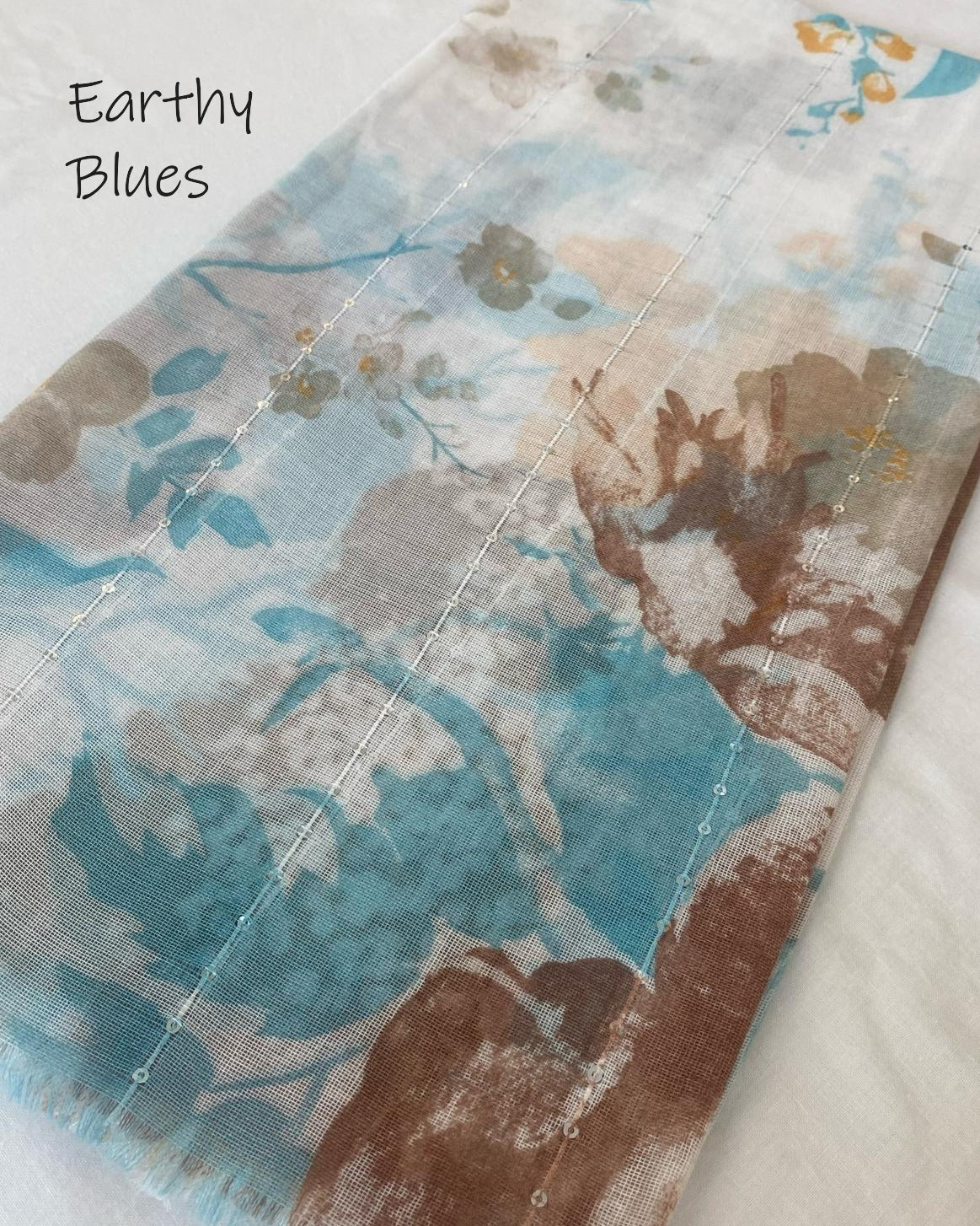 Printed Lawn - Earthy Blues