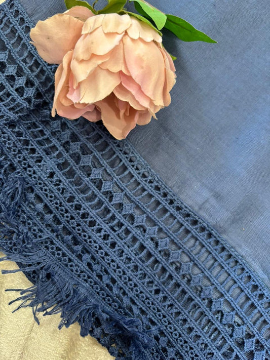 Lace Detail Lawn - Electric Blue
