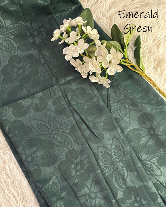Embossed Turkish Lawn Hijab - Emerald Green
