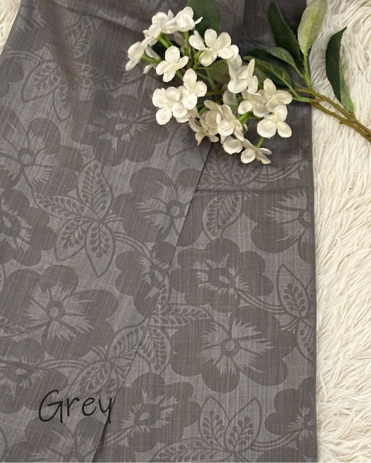 Embossed Turkish Lawn Hijab - Grey