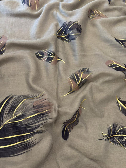 Feather Printed Lawn - Grey