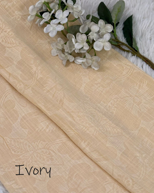 Embossed Turkish Lawn Hijab - Ivory