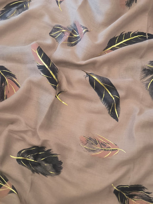 Feather Printed Lawn - Mauve