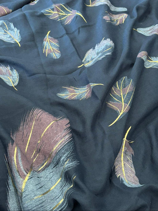 Feather Printed Lawn - Navy