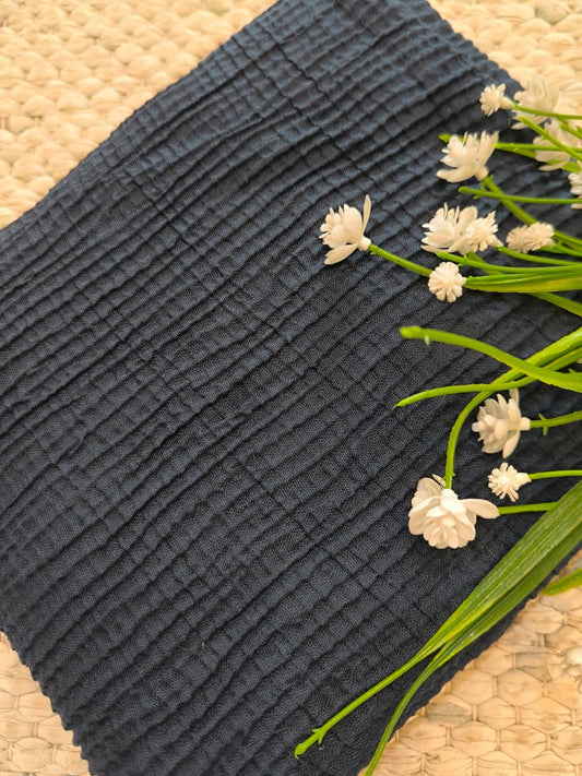 Textured Grid Lawn - Navy