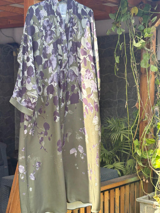 Olive Dusk – Printed Abaya