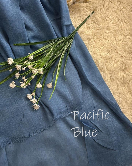 Turkish Lawn Hijab - Pacific Blue