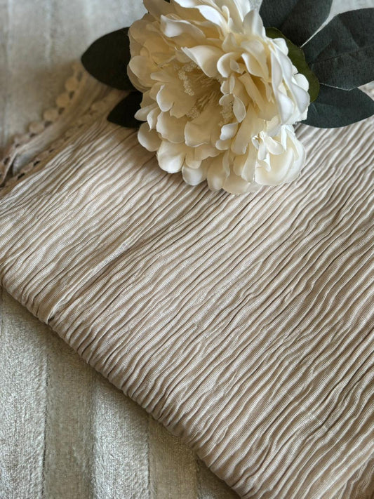 Lace Detail Crumpled Lawn - Pearl