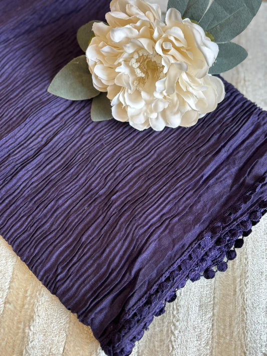 Lace Detail Crumpled Lawn - Purple