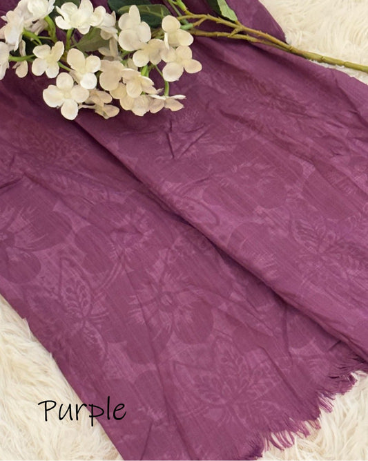 Embossed Turkish Lawn Hijab - Purple