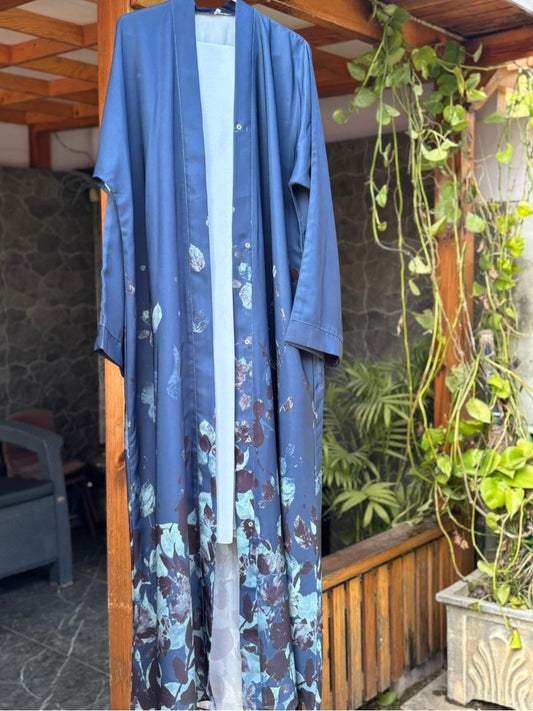 Sapphire Bloom – Printed Abaya