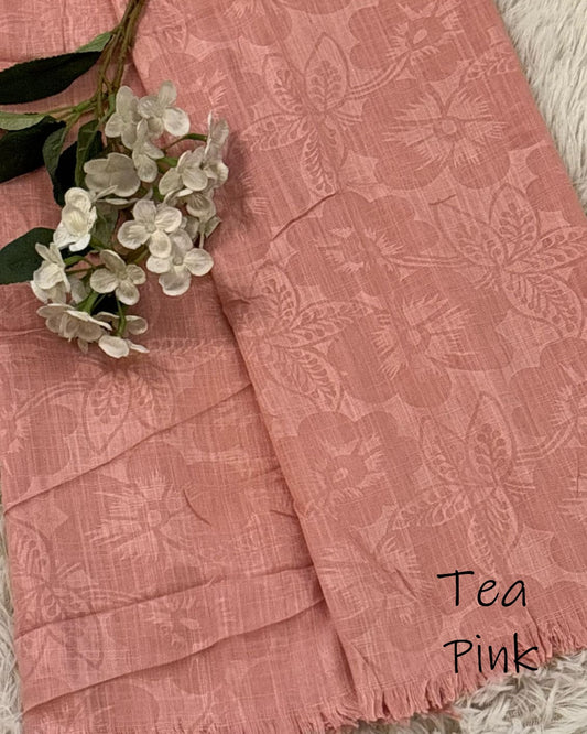 Embossed Turkish Lawn Hijab - Tea Pink