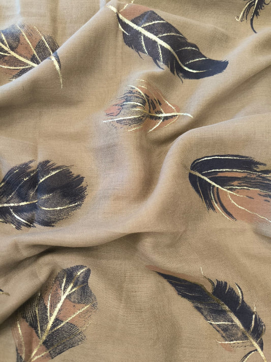 Feather Printed Lawn - Taupe