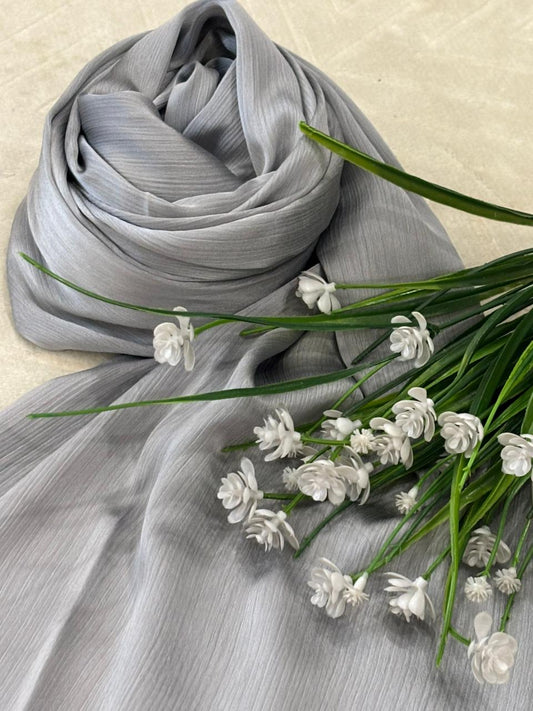Crinkle Silk - Silver Grey