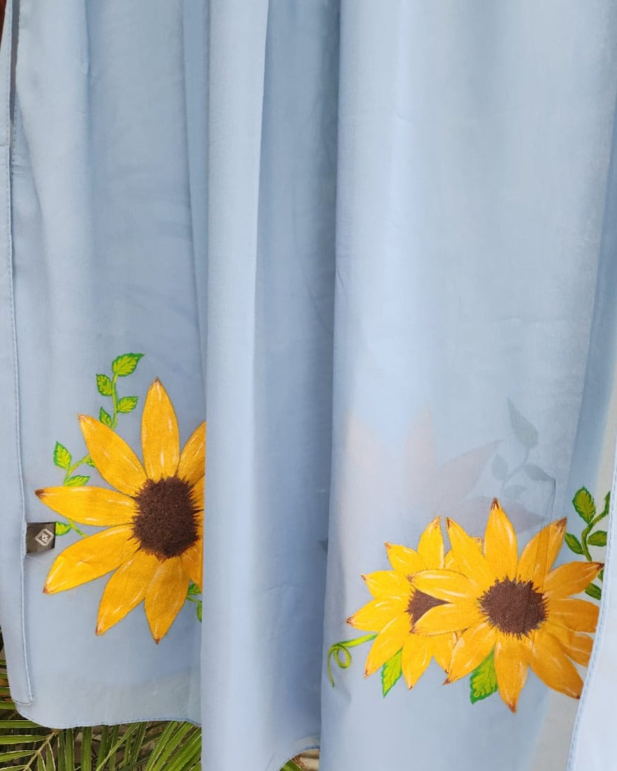 Hand Painted Scarf - Sunlit Sky